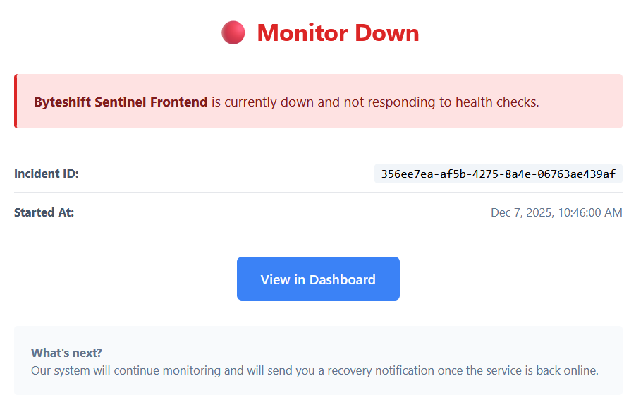 Email Alert Notification
